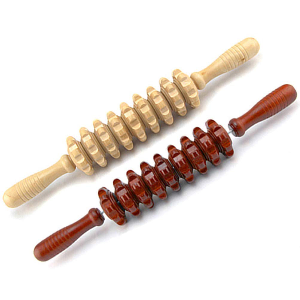 HEALLILY 2pcs Wooden Body Roller Wooden Massage Roller Wood Therapy Massage Tools Handheld Massage Roller for Adult