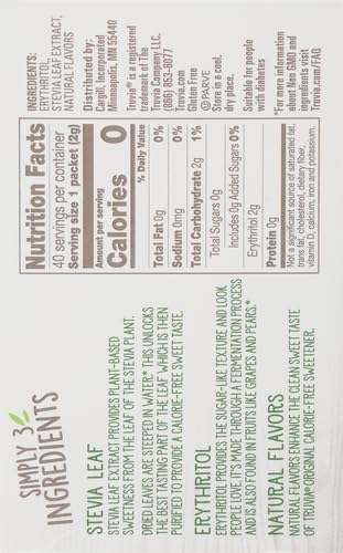 TRUVIA NATURAL STEVIA SWEETENER PACKETS, 2.82 OZ (40 CT)