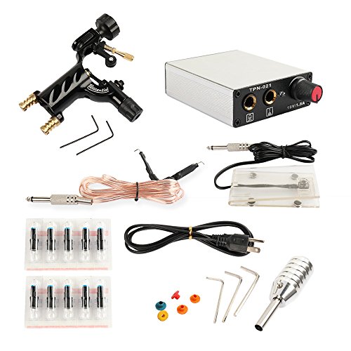TANssential Dragonfly Rotary Tattoo Machine, Liner and Shader, Motor Gun Tattoo Kit Supplies with Needles, for Professional Tattoo Artists and Beginners, Light Weight (Black)