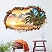 Sunny Beach 3D Broken Wall Vinyl Wall Stickers for Bedroom Living Room Background Decor Removable Decals