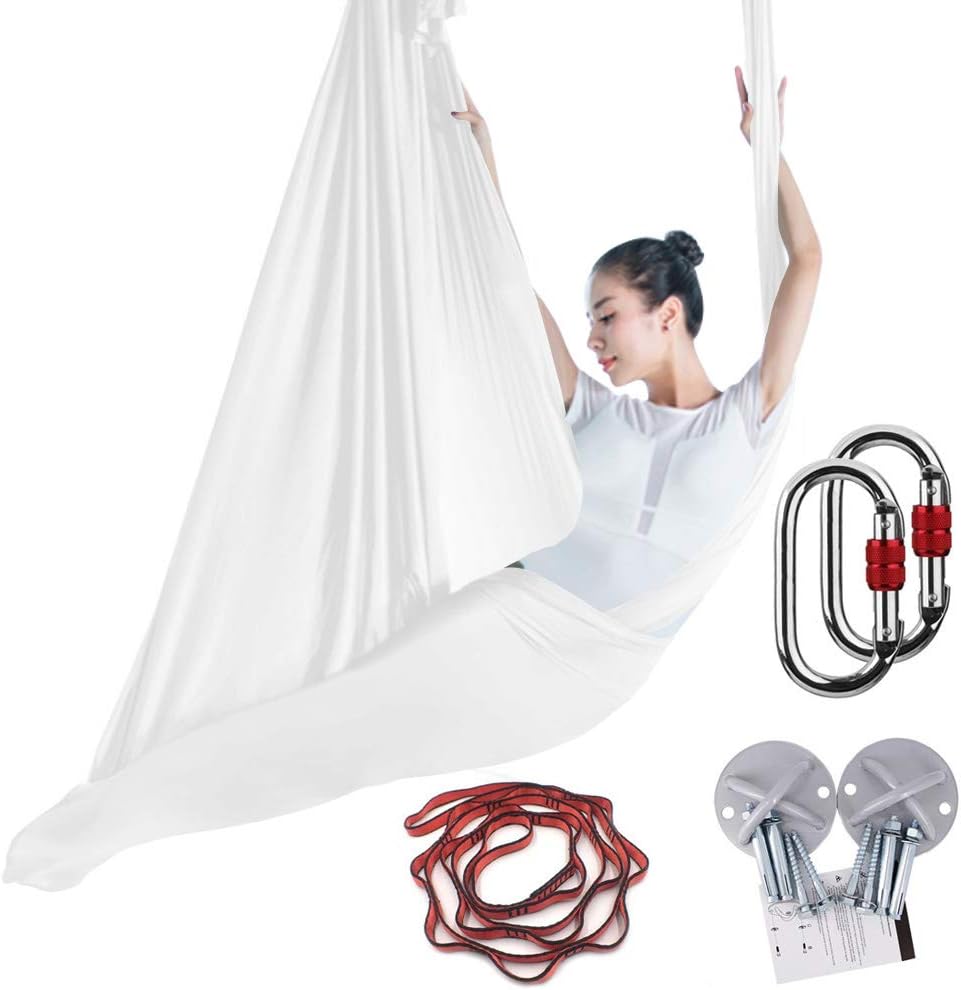 KIKIGOAL 5M Yoga Pilates Aerial Silk Kit Yoga Swing Aerial Yoga Antigravity Hammock Silk Fabric for Yoga Strap Bodybuilding