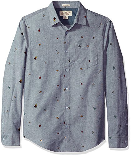 Original Penguin Men's Fall Fire Dress Shirt, Dark Sapphire