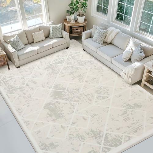 Leesentec Carpet Salon 200 x 250 Room Rugs Cream Ivory White White Baby Children's Vinyl Short Hair Modern Abstract Geometry Soft Non-Slip Bedroom Accessories