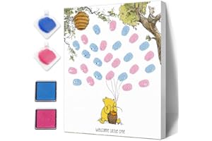 Azbuk Gender Reveal Fingerprint Tree for Baby Shower, Bear Baby Shower Gender Reveal Game, Honey Bear Baby Shower Guest Book Party Ideas for, Gender Reveal Party Ideas, Gender Reveal Keepsake Game