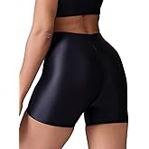 SEAUR Women's Sexy Oil Glossy See Through Sheer Shorts Shiny Rave Booty Dance Shorts