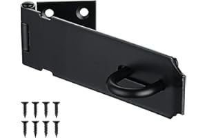 JQK Door Hasp Latch Lock, 5 Inch 304 Stainless Steel Safety Packlock Clasp Thickness 1.9 mm, Matte Black, DL130-PB