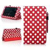 ATC Red Polka Dots Book Folio Design Stand PU Leather Case Cover for Google Nexus 7 Tablet