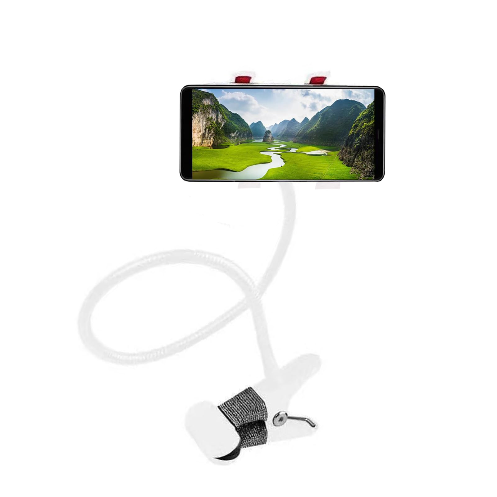 Selfdee Cell Phone Holder,Lazy Bracket, 360-degree Rotating Universal Flexible Long Arms Clip Mount Gooseneck Phones Stand for Bed Flexible Arm Adjustable Mount Clamp on Desk Bedframe (White)