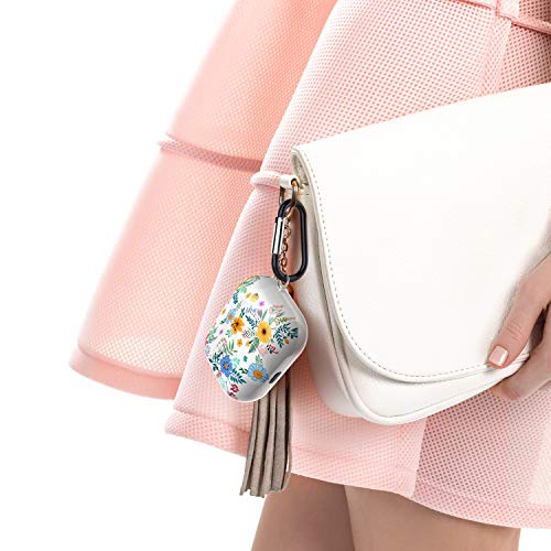 Lokigo AirPods Case Pro Protective Cover Compatible with AirPods Charging Case Pro 3 Gen Hard Case Kits with Keychain/Strap/Watch Band Holder for Girls Women Men (Colorful Flower)