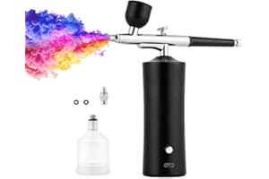 LIARTY Airbrush Kit Machine with Compressor, Rechargeable Handheld Airbrush, Professional Cordless Air Brush Portable for Nail Art, Makeup, Barber, Cake Decor, Painting (Black)