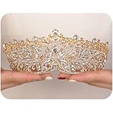 JWICOS Queen Crown Gold Tiaras and Crowns Butterfly Rhinestone Tiara Vintage Bridal Wedding Crown for Costume Prom Tiara Headpiece for Women