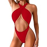 Kaei&Shi Sexy One Piece Swimsuit for Women,Cut Out Criss Cross Bathing Suit,Thong Monokini Swimsuits