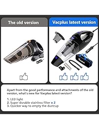 Vacplus Aspirador de Coche con Cable,DC 12V Aspirador de Coche Alta Potencia,Aspirador Portátil de Mano para Coche con 16.4ft Cable para Uso Seco   Negro & Azul