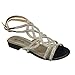 EYE CANDIE EC29 Women's Sparkly Rhinestone Strappy Open Heel Flat Dress Sandals