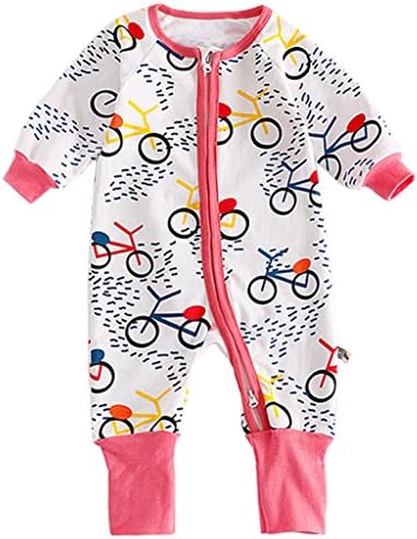 Tailloday Baby 2 Way Front Zip Long Sleeve Romper Jumpsuit (73cm, Bicycle)