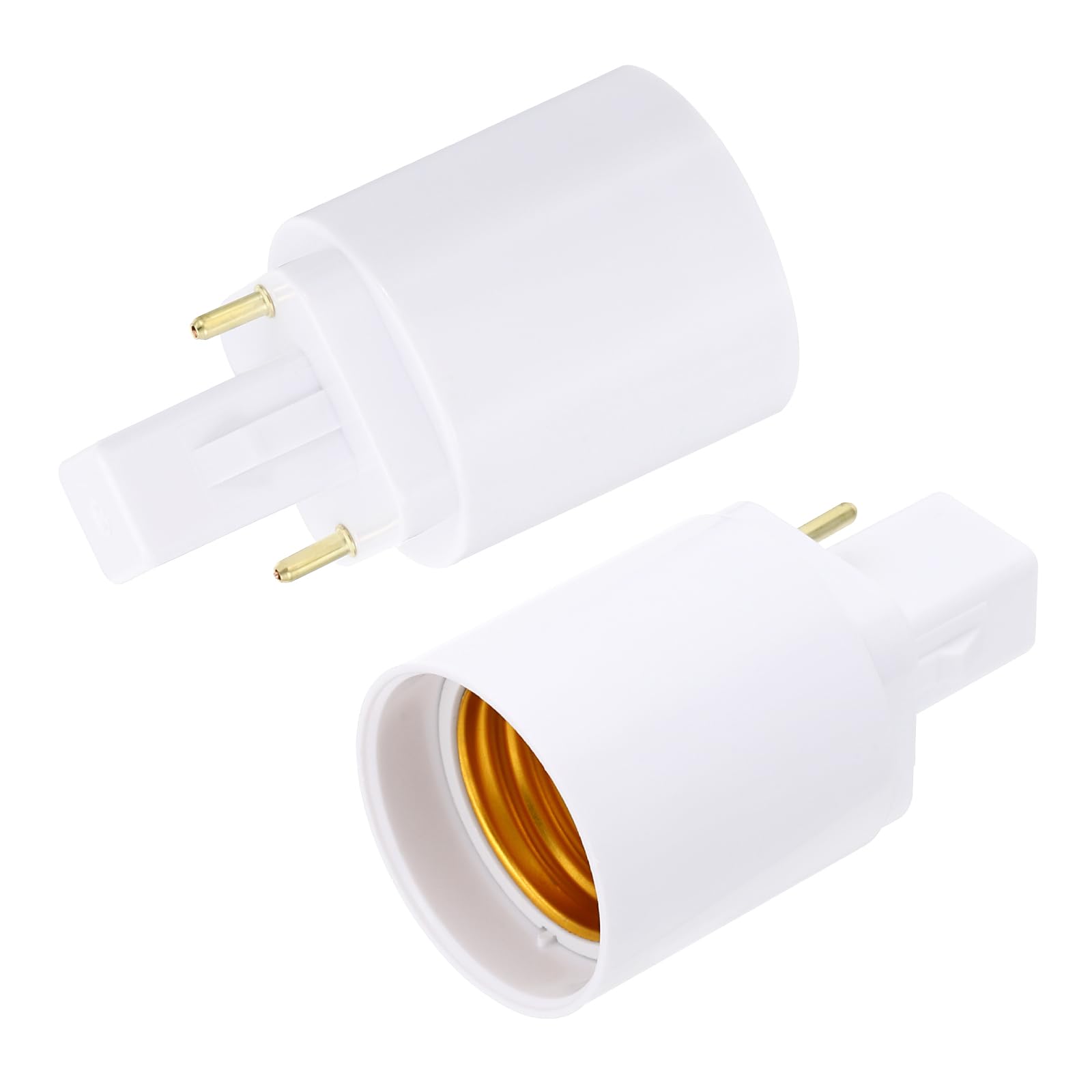 PATIKIL G24d to E26/E27 Light Socket Adapter, 2pcs Lamp Holder Convert 2 Pin to Screw Base Converter for Halogen CFL Light Bulb
