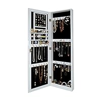 Wall Mount Jewelry Armoire Wooden Over The Door Cabinet with Lock Bedroom Chest Cosmetic Organizer