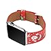 WFEAGL Compatible Apple Watch Band, Top Grain Leather Band Replacement Strap with Stainless Steel Clasp for iWatch Series 3,Series 2,Series 1,Sport,Edition(Red Christmas Band)