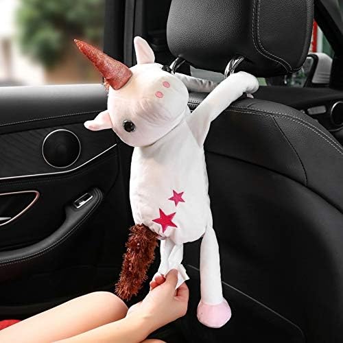 Bumianhua New Car Cartoon Animal Tissue Box Creative Car Tissue Pumping Car-Mounted Tissue Pack Automotive Interior Products (Color : White Unicorn)