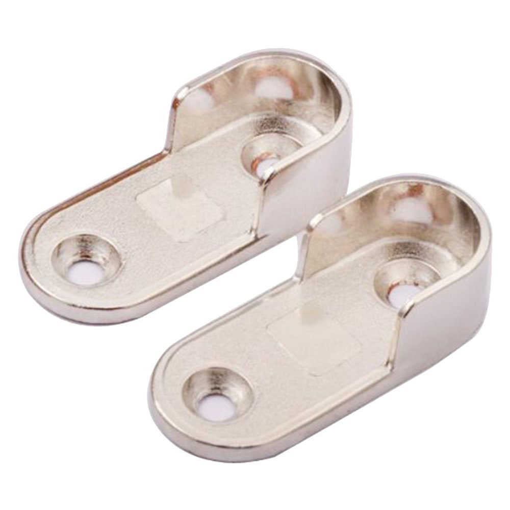 Wardrobe Rail Holder,2 Pieces Metal Wardrobe Tube Bearing for Cabinet Tube Clothes Rod Holder (Diameter 16mm)