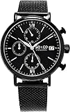 SO & CO New York Monticello 5266M.3 Men's Chronograph Black Case Stainless Steel Mesh Bracelet Date 5 ATM Quartz Wrist Watch