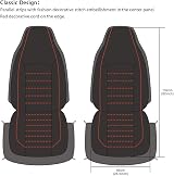TOYOUN Classic Universal PU Leather Front Seat Covers 2 Pieces Red Trim view 3