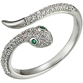 Kokoma Fashion Snake Ring for Women Cubic Zirconia Wrap Finger Ring Open Statement Rings Promise Engagement Eternity Band Rings Delicate Jewelry