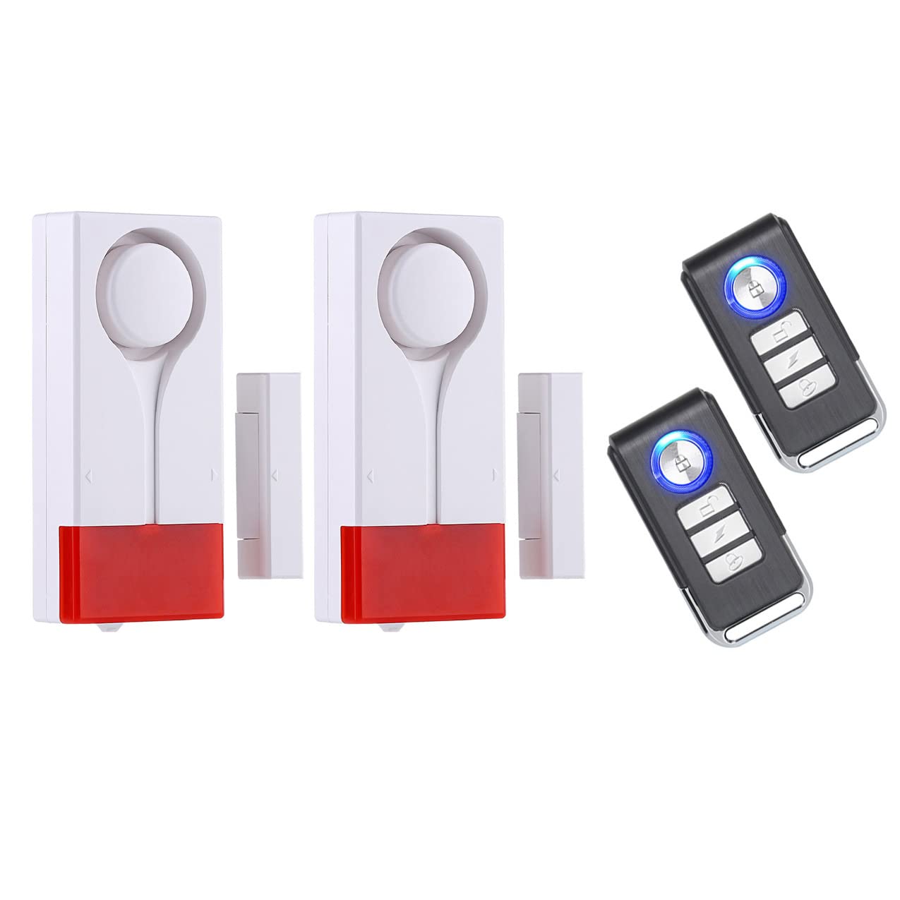 Lancoon Door Window Alarm 2 Pack, Wireless Remote Control Home Security Magnetic Sensor Burglar Chime Alert Loud for House Apartment Garage Pool