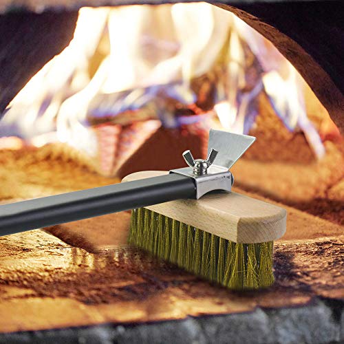 SHANGPEIXUAN Pizza Brush Commercial Grill Brush with 47-Inch Aluminum Handle