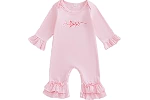 citgeett My First Valentines Day Baby Girl Outfit Love Long Sleeve Romper Jumpsuit Valentines Onesie Newborn Spring Clothes