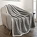 Premium Sherpa Melange Throw Blanket for Couch, Sofa by Pavilia | Soft, Fluffy, Plush, Warm, Cozy | Light Gray Fuzzy Lightweight Microfiber, Luxury Modern Reversible TV Blanket | 50 x 60 Inches