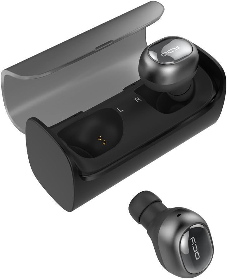QCY Q29 Wireless Earbuds, True Wireless Stereo Bluetooth 4.1 Headphones Cordless Earphones Sweatproof in-Ear Headset with Mic for iPhone Android - Dark Black