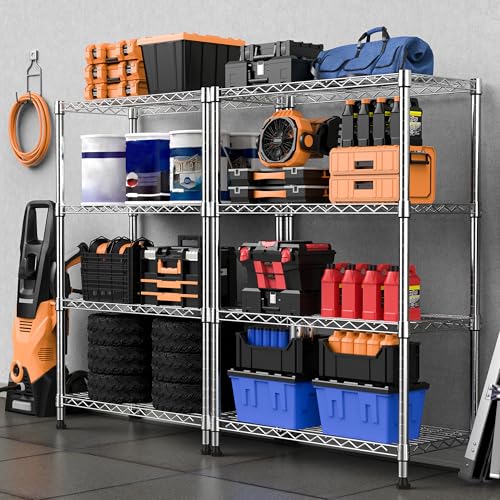 M MZG 454KG Storage Shelving Rack Multi-purpose 4 Tier Steel Wire Rack Organizer for Home Kitchen Office Chrome (34.8 x 60 x 136.5 cm (L x W x H)