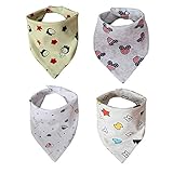 Comfy Care Baby Bandana Bibs for Drooling and Teething, Unisex 4 Pack Gift Set for Boys &Girls, Absorbent Organic Cotton for Cute Baby