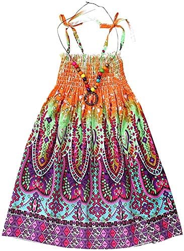 Lankmei ワンピース ガールズ 子供 キャミソール 花柄 ドレス 女の子 キッズ ノースリーブ 子供服 可愛い 春 夏 ビーチ プリンセス リゾート 海