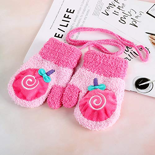 Pausseo Toddler Baby Thicken Girls Boys Cartoon Finger Warm Knitted Gloves Solid Color Touchscreen Mittens Fleece Thicken Plush Outdoor Mittens Students Knitted Wool Casual Play Snow Gift Glove