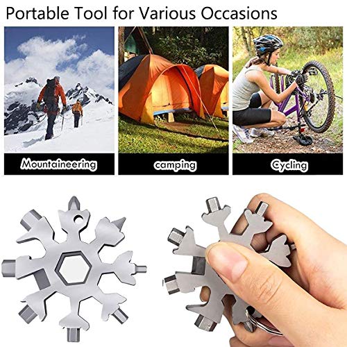 18-in-1 Snowflake Multi-Tool, Stainless Steel Screwdriver Opener Combination Compact Portable Outdoor Products Tool Card Keychain Bottle Opener