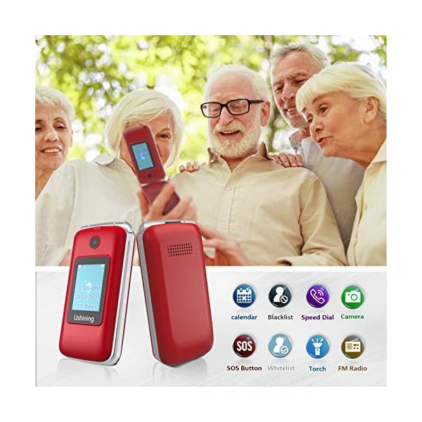 3G-Big-Button-Basic-Mobile-Phones-for-Elderly-Dual-Sim-Free-Flip-up-Mobile-Phone-Unlocked-with-DockPay-As-You-Go-Mobile-Phone-Easy-to-Use-for-Senior-Red ukuu 3G Big Button Basic Mobile Phones for Elderly, Dual Sim Free Flip up Mobile Phone Unlocked with Dock,Pay As You Go…