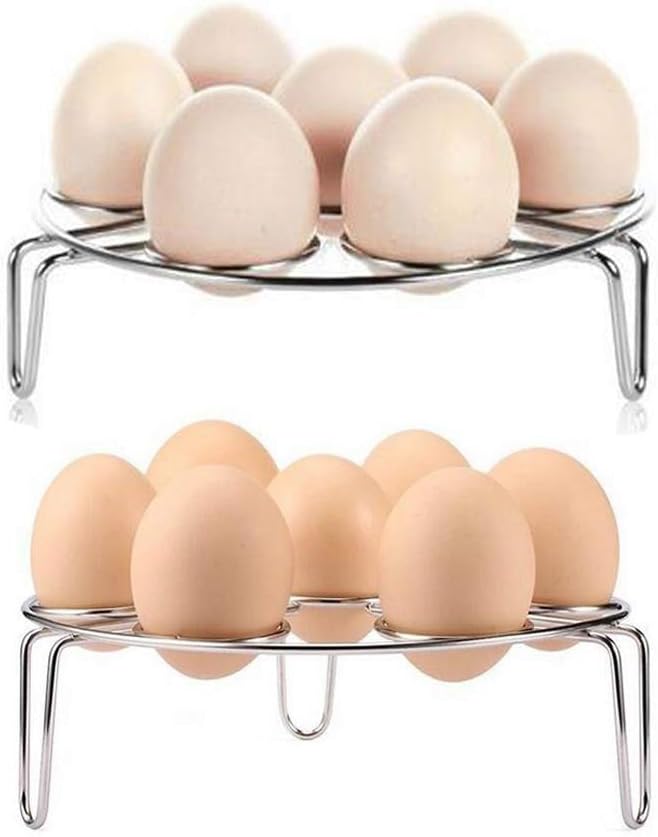 2 Pack Stainless Steel Cooking Ware Steaming Egg Steamer Rack Stand for Pressure Cooker Steam Instant Pot S + L Stainless Steel)