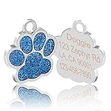 Reopet Customized Dog ID Tags / Personalized Engraved Glitter Pet Tag for Small Medium Large Dog and Cat / Red / Pink / Blue / Hot Pink / White