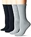 Dr. Scholl's Women's Flat Knit Relaxed Fit Crew Value 4 Pack Sock, NV/GY, 4-10