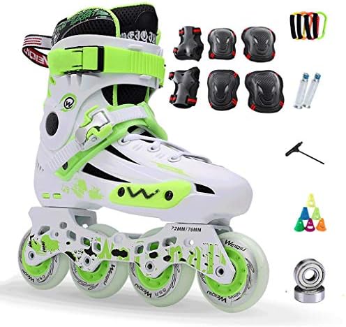 Adult Flashing Roller Blades，Youth College Students Roller Skates Thickened Bracket Wear Resistant Line Skates Green Color (Color : A, Size : EU 40/US 7.5/UK 6.5/JP 25cm)
