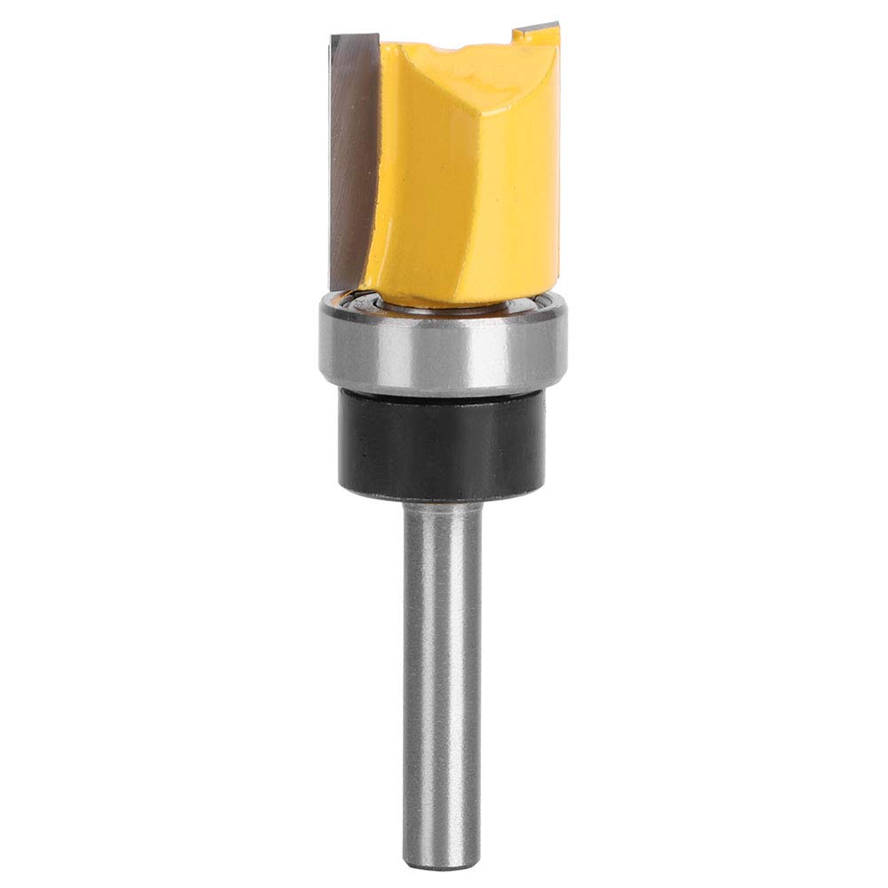 Top Bottom Bearing Flush Trim Router Bits for Woodworking T-Shaped Milling Cutter with 1/4 Inch Shank and 19mm Cutting Diameter