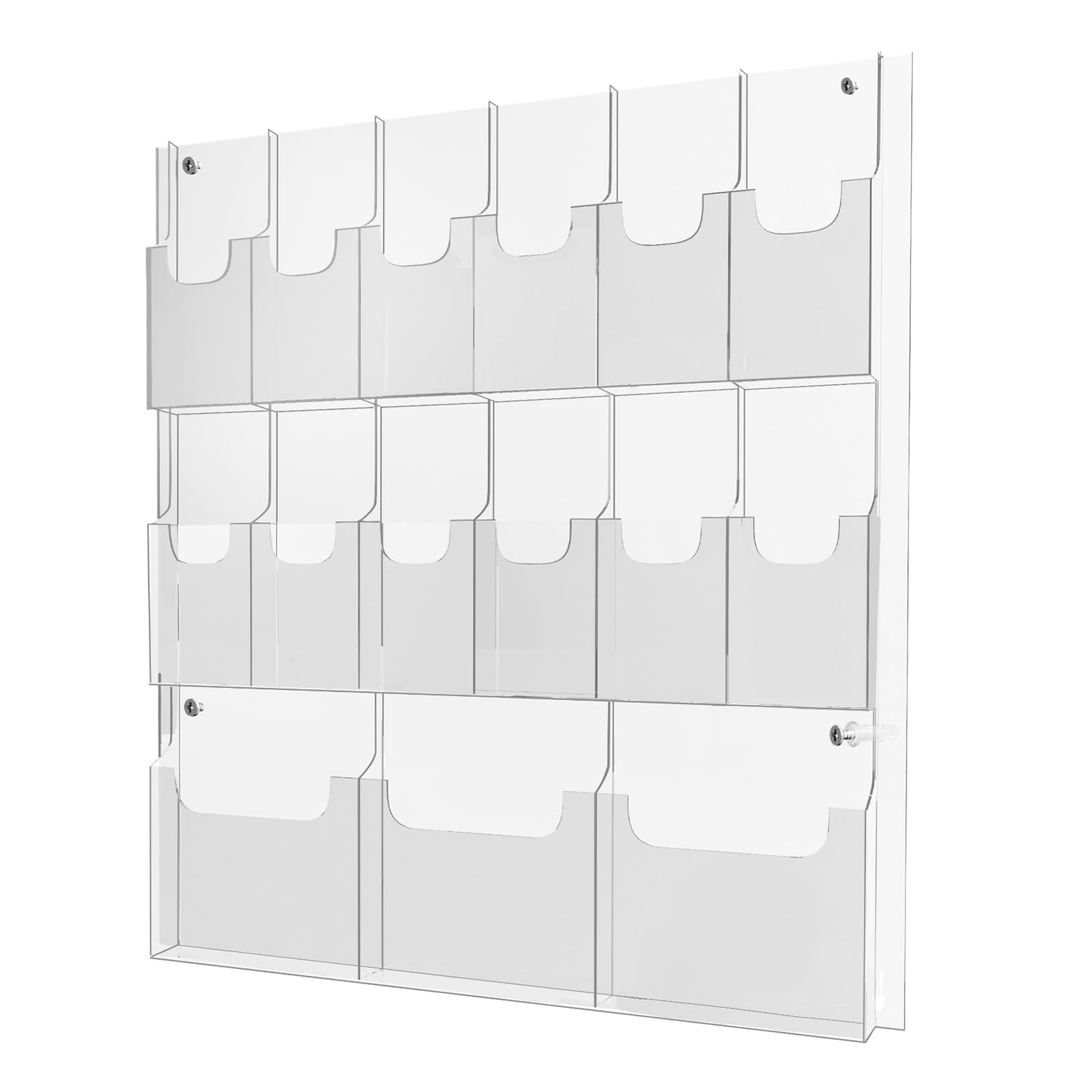 Photo 1 of Acrylic Brochure Pamphlet Holder, 3 Magazine Holders and 12 Pamphlet Holders, Clear Brochure Display Holder Wall Mount, Trifold Flyer Rack, Literature Storage Rack for Home, Offices, Waiting Room