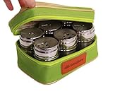 Portable Stainless Steel Spice Shaker Seasoning Dispenser - 6 Pc Set with Rotating Lids and Travel Bag| Spice Jars - Salt and Pepper Shakers - Dry Herb Spice Condiment Dispenser |Camping|Hiking|BBQ