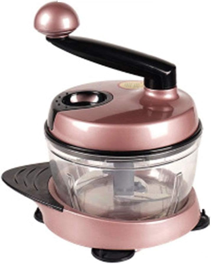 LTLCLZ Manual Food Shredder Dicing Machine Vegetarian Table Knife Multifunction Safety Spinner with Large Glass Container,for Meat, Garlic, Cabbage, Carrots, Tomatoes, Fruits, Salads,Rose Gold
