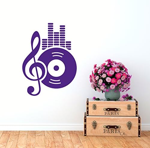 Music Wall Decal, Retro Vinyl Record Music Note Wall Decal Sticker, Music Notes Equalizer Home Interior Art Design Murals Bedroom Wall Decor
