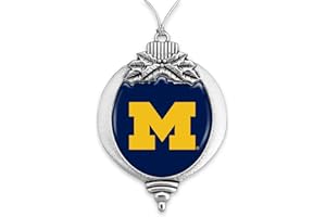 FTH Michigan Wolverines Bulb with Team Logo Silver Metal Christmas Ornament Gift Tree Decoration