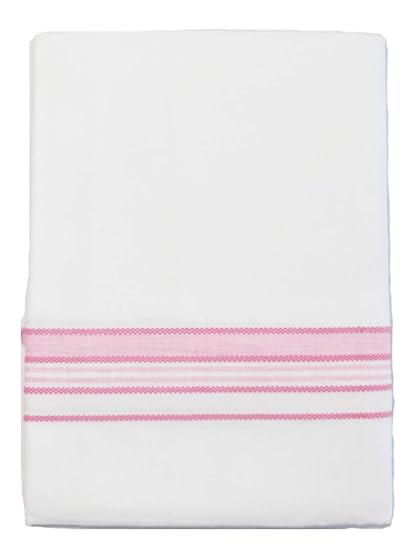 Yazhi Mens Cotton Dhoti Seerkarai with Rose Border (Pure White) 2 Mtrs