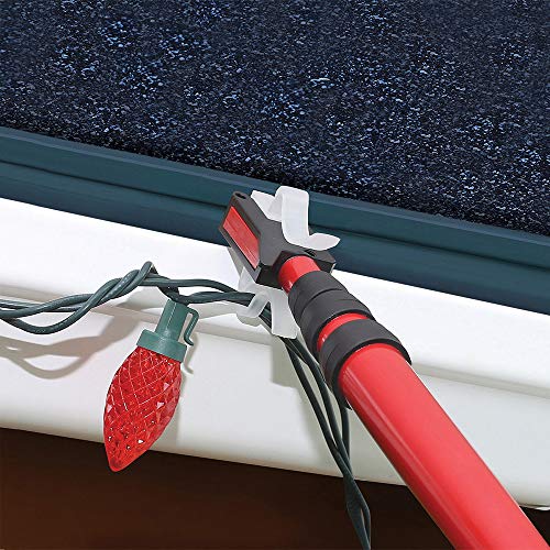 No Ladder PRO MAX with Dual Heads & 25 Rapid Release Christmas Light Clips for use on Shingles, Gutters, and Eaves